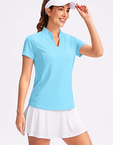 Image of Obla Women's Golf Polo Shirt V-Neck Short Sleeve Collarless Quick Dry Tennis Running T Shirt Golf Tops for Women