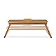 Relaxdays Laptoptisch Bambus XL, ideale Belüftung, höhenverstellbar, 5 Neigungswinkel, Lapdesk mit Schubfach, Natur