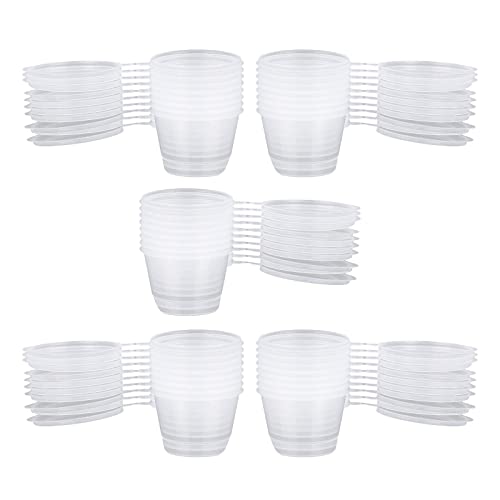 Oneroomone 50 Piezas Vaso de plástico para salsa, Mini vasos de plástico transparentes, Cajas De Salsa De Plástico, para Guardar Snacks, Ingredientes (Blanco Transparente) Cover