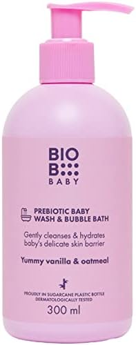 BioB Baby Body Wash and Bubble Bath with Prebiotics - Bath Bubbles for Kids - Oatmeal Bath Baby Eczema Body Wash for Newborn and Toddler - Sensitive Skin Foaming Soap for Baby Bubble Bath 10oz