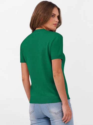 Image of ANRABESS Womens Short Sleeve Sweaters Wool Blend Crew Neck Sweater Shirts Business Casual Work Tops 2026 Summer Outfits