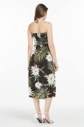 Image of Family Matching Hawaiian Clothes, Wispy Cereus Black | Lightweight 100% rayon • Family matching outfits • Tropical floral print • Beach vacations • Luaus • Cruises • Family photos