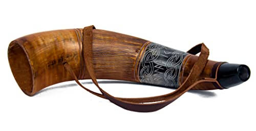 NORSE EMPIRE Gjallar Horn| Battle Horn | 18"+ Premium Ox - Horn Blow Horn | War Horn | Blowing Horn