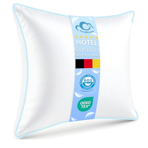 CloudÉtoile Kopfkissen 80x80 Daunenkissen Federkissen - Kissen 80x80 cm Daunen und Federn Bettkissen in Hotelqualität - 3-Kammer Daunenkissen Schlafkissen Ökotex-Zertifiziert - Schlaf wie auf Wolken