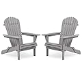 Wooden Folding Adirondack Chair Set of 2, Pre-Assembled BackRest Wood Lounge Chair for Outdoor Patio Garden Lawn Backyard Deck Pool Beach Firepit