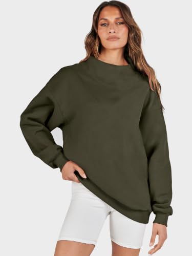 Image of ANRABESS Womens Oversized Sweatshirts Mock Neck Pullover