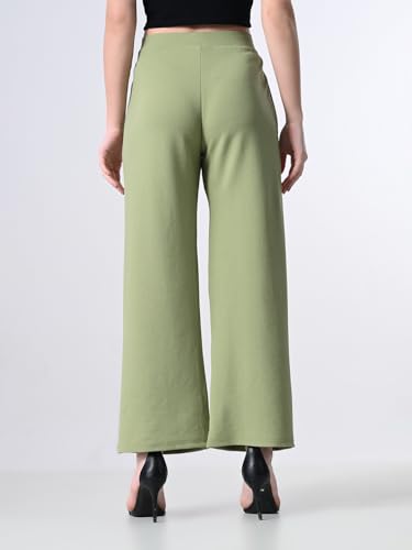 Image of Women's High Waist Straight Fit Trousers,Solid Korean Stretchable Pants for Women, Regular Fit Elastic Waist Full Length Formal Trouser,Casual,Office Wear