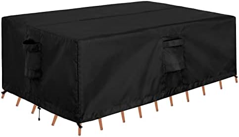 OutdoorLines Outdoor Waterproof Patio Table Furniture Set Covers - Rectangle Couch Sectional Cover Outside Weatherproof Patio Furniture Covering for Deck, Lawn and Backyard 90"L x 64"W x 28"H, Black