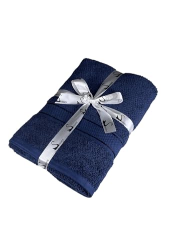 Image of SENSES By Riba Cotton Towels for Bath 550 GSM - Navy, 1 Pc | Super Soft, Large Size, Absorbent, Lightweight, Antimicrobial, Low Linting