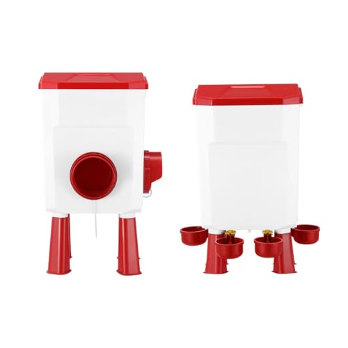 Pet Scene Chicken Feeder Waterer Set 8KG + 7L Capacity, Automatic Bird Feeder Food Water Dispenser, Auto Chook Poultry Gravity Fed Feeding Drinking in Coop Fence Rat Proof