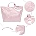 ALINUOYQ PVC Travel Shopping Bag Large Capacity Top Handle Bag Fashion Slouchy Bag for Women Work Shopping Travel (Pink)