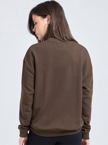 Image of Bewakoof Women's Embroidered Oversized Fit Full Sleeve Round Neck Cotton Blend Sweatshirt