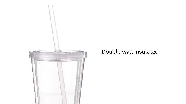 Cupture Classic 12 Insulated Double Wall Tumbler Cup with Lid, Reusable Straw & Hello Name Tags - 16 oz, Bulk Pack (Clear)