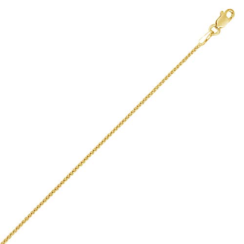 Ritastephens 14K Yellow Gold Sturdy Wheat Chain Lobster Lock Foot Chain Anklet or Necklace 1.1mm - Image 3