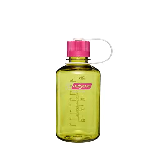 Image of Nalgene 16 oz Narrow Mouth Water Bottle, Thrill & Motion, Endive w /Fuschia