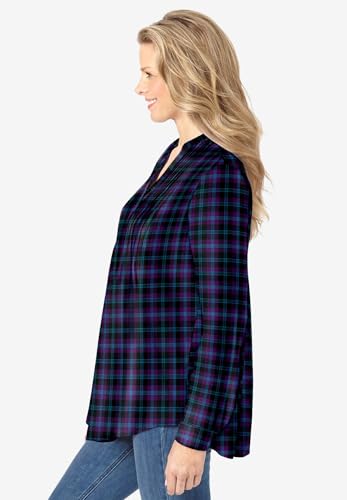 Woman Within Plus Size Pintucked Flannel Shirt3