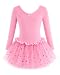 Dancina Girls Skirted Leotard Sparkle Long Sleeve Tutu Ballet Dress Front Lined
