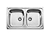 Roca A870510801 Fregadero de 2 cubetas, colección J, de acero inoxidable