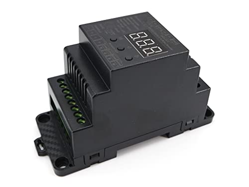 meanLED D4 4-Kanal Constant Voltage DMX512 & RDM Decoder 12-24V RGBW dimmer Controller für Hutschiene 4CH 5A/CH Auto Funktion 2 PWM Frequenzen 2000Hz/ 200Hz schwarz