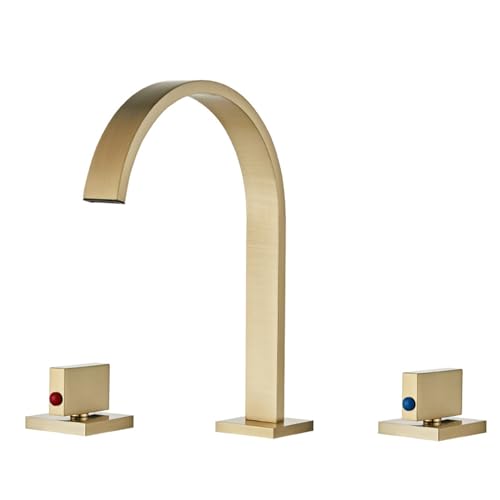 Robinet de lavabo 3 trous fini or brossé pour éliminer les traces de calcaire