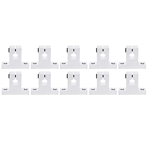 Lysee 3D Printer Parts & Accessories - 10 Pieces of SK10 Linear Bearing Guide Shaft Support CNC Router 3D Printer Part - (Color: Silver)