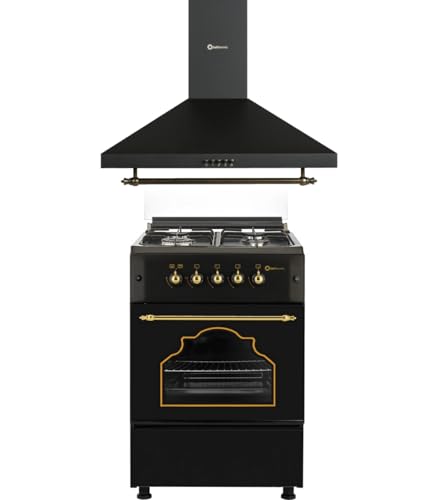 SOLTHERMIC COMBO PACK NEGRO RUSTICO COCINA F5S40G2RB 50 cm 4 fuegos + CAMPANA H60PR