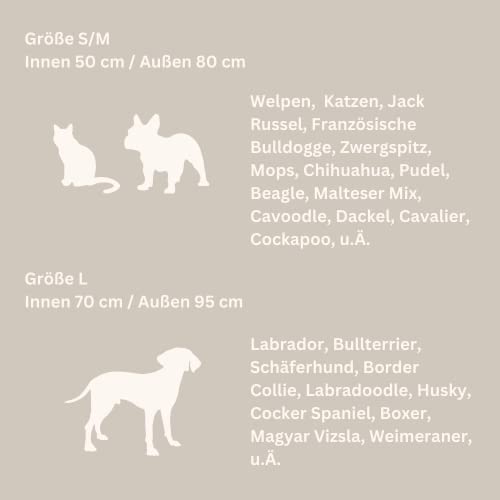 Holly Hundebett - Kratzfest, waschbar, langlebig - Luxuriöser Bouclé Stoff - Donut Hundebett in Cocoon Design - Ideale Unterstützung für Hals & Wirbelsäule - Hochwertiges Interior (S/M, Creme)
