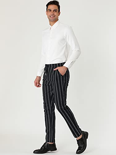 Lars Amadeus Men's Casual Striped Dress Pants Slim Fit Flat Front Contrast Color Skinny Trousers4