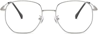Oversized Metal Reading Glasses Women Men, Blue Light Blocking Wide Frame Computer Readers, Anti Eye Strain Eyeglasses (Color : Silver, Size : +2.00)