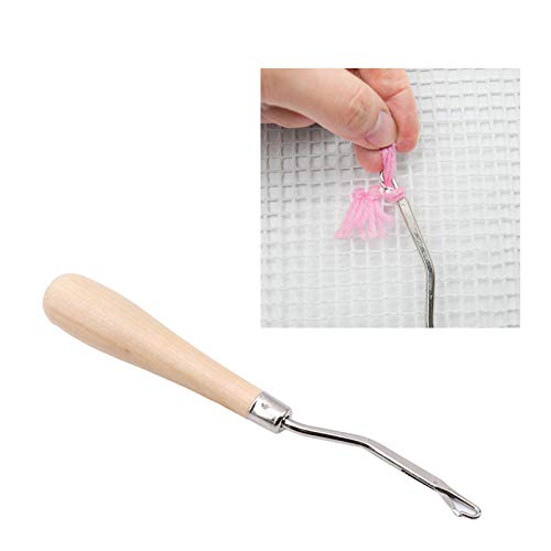 Image of Yushen 39.4 x 59 Inch Blank Rug Hooking Mesh Canvas Kit with Wooden Bent Latch Hook Tool for Latch Hook Rug Tapestry Canvas DIY