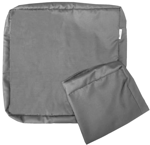 QQbed 6 Pack 24X22X4 Inch Outdoor Water-Resistant Cushion Pillow Replacement Covers Only with Zipper for Patio Furniture, Sofa, Loveseat, Deep Seat Chair in Light Gray Color