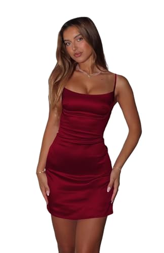 Noras 2025 Tight Spaghetti Straps Mini Homecoming Dresses for Teens Short Satin Formal Cocktail Dresse NO341