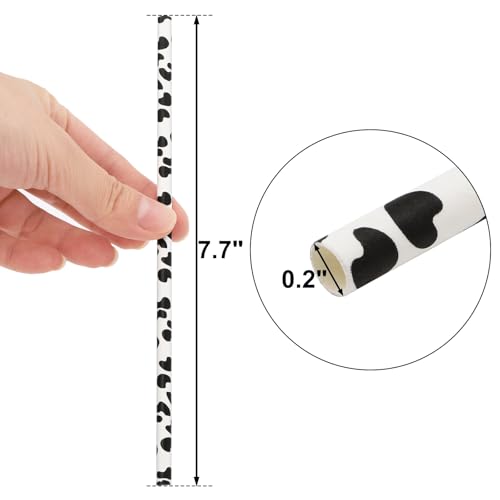 1000 pitillos de papel con diseño de vaca, 7.7 pulgadas miniatura 2