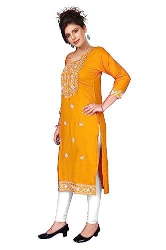 Image of SQUARO Women Embroidery Cotton Rayon Straight Kurta Kurtis for Ladies and Girls
