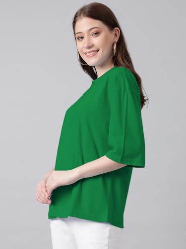 Image of KOTTY Women's Cotton Blend Solid Oversized T-Shirts