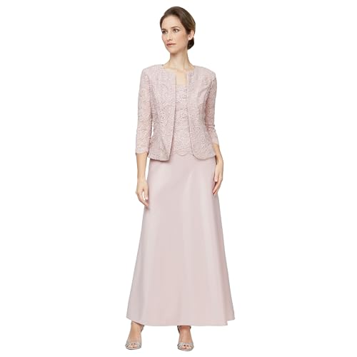 Alex Evenings Women's Two Piece Mother of The Bride Dress with Lace Jacket (Petite and Regular Sizes)