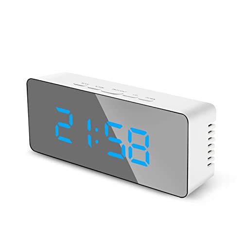 Reloj de mesa multifunción con luces nocturnas y pantalla espejo LED táctil