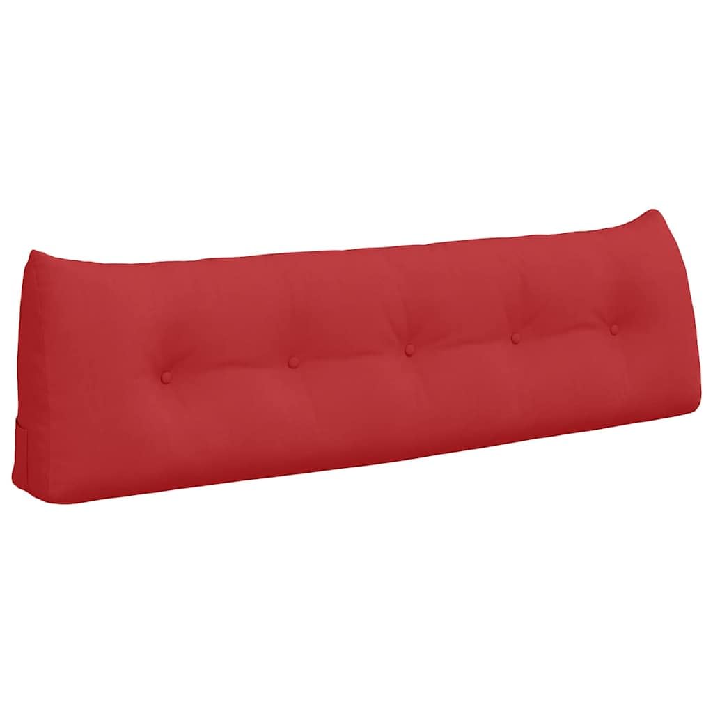 Cuscino per schienale, rosso, 160 x 24 x 50 cm, cuscino ergonomico in tessuto vellutato per letto e divano, cuscino imbottito con rivestimento sfoderabile e morbida imbottitura in poliestere
