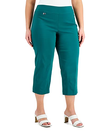 Plus Size Tummy Control Capri Pants Rain Forest 24W Dark Green