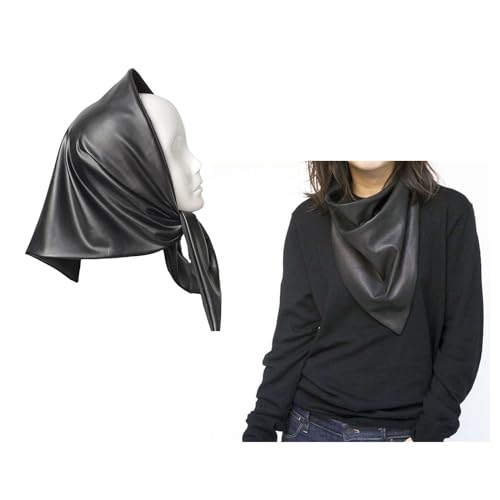 Womens Winter Scarf Warm Scarf Half Shawls Triangle Scarves Faux Leather Head Wrap Bandana Head2