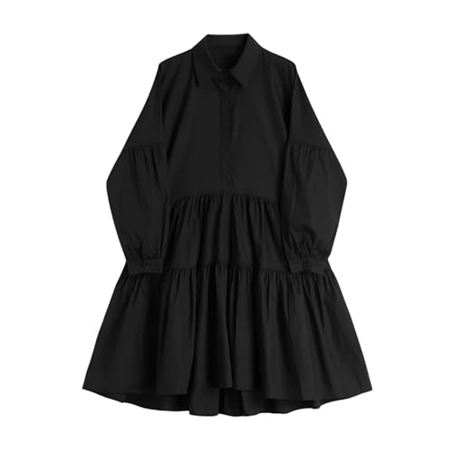Robe blanche design coréen lâche avec contrastes noirs graphiques - 4