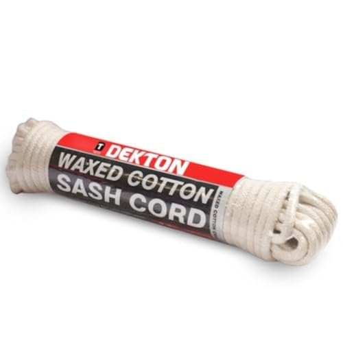 Dekton Waxed Cotton Sash Cord | Durable Cotton Rope for Sash Windows & Pulley Systems | Waxed for Enhanced Strength & Longevity | Ideal for Window Repairs, DIY Projects, and More (41 ft L, 15/64” TH)