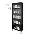 Regał Lekki Luksusowy Bookcase Czarny Kombinacja Cabinet Storage Regał ze szklanym półką półki Półki organizującego regałów. (Color : A)