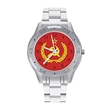 Soviet Union CCCP USSR Emblem Red Simple Wrist Watches for Men Silver Casual Big Face Dress Watch Easy to Read