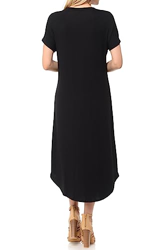 Image of iconic luxe Women's A Line Short Sleeve T Shirt Midi Dress Summer Casual