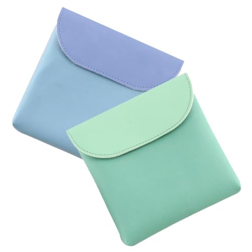 Beatifufu 2 piezas Bolsa para Toallas Sanitarias de Mujer Multifuncional Mini Neceser Portátil de PU para Almacenamiento Higiénico Período de Verde y Azul