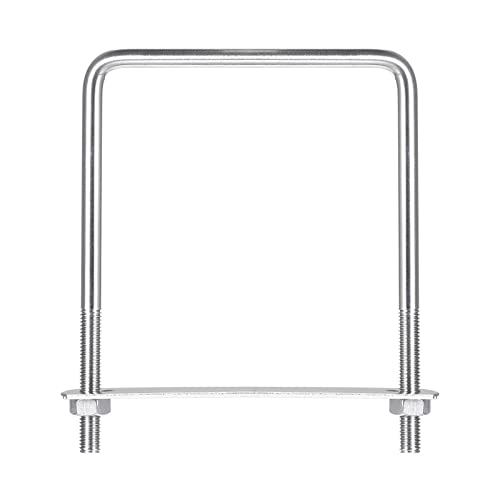 Image of uxcell Square U-Bolts, 2 Sets 102mm(4.02 inch) Inner Width 140mm Length M8 304 Stainless Steel U Clamp Bolt with Nuts and Plates, for Boat Trailer