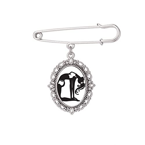 Broche de yoga gracieuse pour fille taille M en métal doré pour passionnées de sport