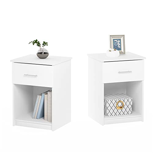 Image of Furinno Tidur Nightstand, 2-Pack, Solid White