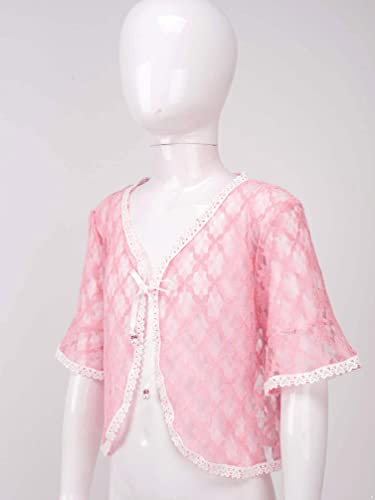 Jhaoyu Girls Ruffle Sleeve Floral Lace Bolero Shrug Wedding Flower Girls Dress Cover Up Cardigan4